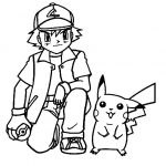 Kolorowanka Pikachu i chłopak do wydruku dla dzieci.