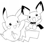 Kolorowanka Pikachu i Eevee do druku dla dzieci.