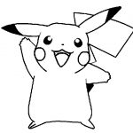 Pikachu z dużymi uszami i uśmiechem, gotowy do pokolorowania.