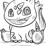 Kolorowanka do wydruku z Bulbasaur, popularnym Pokémonem dla dzieci.