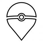Prosta czarno-biała ilustracja Pokéball do kolorowania.