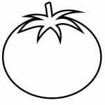Prosta czarna i biała ilustracja pomidora do kolorowania.