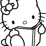 Słodka postać Hello Kitty z książką do kolorowania dla dzieci.