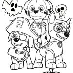 Kolorowanki do druku z Psi Patrol i motywami Halloween.