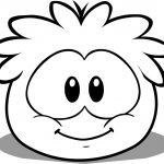 Kolorowanka Puffles z dużymi oczami i uśmiechem dla dzieci.