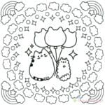 Kolorowanka Pusheen i dwa kotki, idealna do druku dla dzieci.