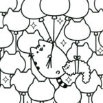Kolorowanka Pusheen trzymająca balony do wydrukowania.