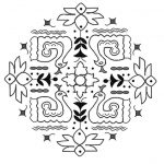Kolorowanka Rangoli z motywami ptaków i kwiatów do druku.