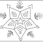 Prosta kolorowanka Rangoli z gwiazdą i motywami.