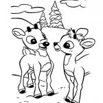 Dwa urocze renifery Rudolf do kolorowania dla dzieci.