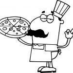 Kucharz z pizzą do kolorowania dla dzieci.