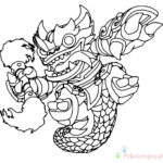 Kolorowanka do wydrukowania Skylanders z potężnym smokiem.