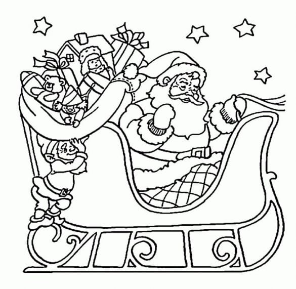Sleigh-Santa-Coloring-Pages-768×749