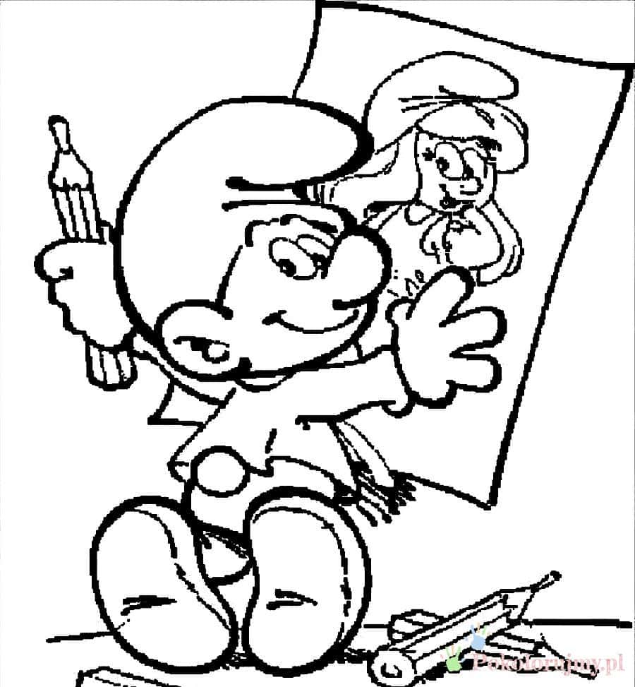 Smerfy - kolorowanka dla dzieci nr 18 Smerfy dla dzieci - kolorowanka do wydrukowania nr 18