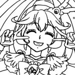 Kolorowanka Pretty Cure z uśmiechniętą bohaterką do druku.