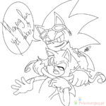 Sonic i Tails z napisami do kolorowania dla dzieci.