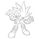 Sonic the Hedgehog w wersji do kolorowania, czarno-biały obrazek do druku.