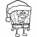 SpongeBob Kanciastoporty w czapce świątecznej, do kolorowania dla dzieci.