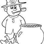 Dziecko z garnkiem złota do kolorowania, ilustracja do druku.