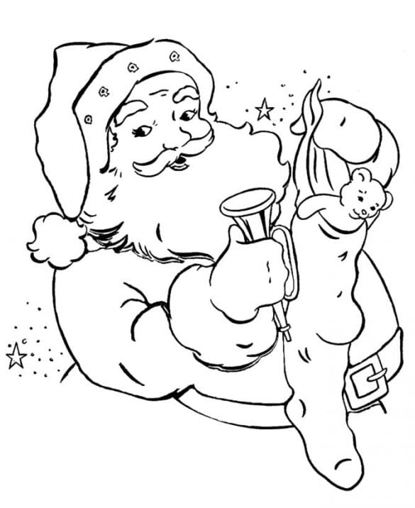 Stocking-Santa-Coloring-Pages