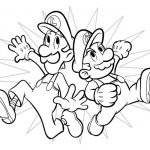 Super Mario i Luigi w kreskówkowym stylu, gotowi do kolorowania.