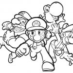 Kolorowanka Mario i postacie z Super Mario dla dzieci do druku.