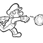 Super Mario rzuca kulę ognia w kolorowance do druku.