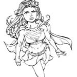 Supergirl do kolorowania, postać z komiksu, linoryt, dla dzieci.