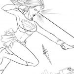 Supergirl w locie, gotowa do kolorowania, dla dzieci.