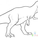 Szkic T-Rexa do kolorowania dla dzieci, linie do wypełnienia.