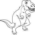 Dinozaur T-Rex do kolorowania dla dzieci, czarno-biały obraz.