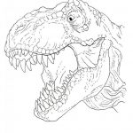 Szkic T-Rexa do kolorowania dla dzieci, linie do wypełnienia kolorami.