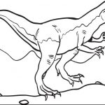 Czarno-biała kolorowanka T-Rexa dla dzieci do druku.