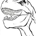 Szczegółowa czarno-biała kolorowanka T-Rexa dla dzieci.