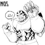 Kolorowanka Thanos dla dzieci, postać z komiksów i filmów Marvel.