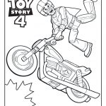 Kolorowanka Toy Story 4 z postaciami na motocyklu do druku.