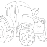 Prosta kolorowanka traktor do wydrukowania dla dzieci.