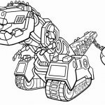 Dinozaur robot do kolorowania dla dzieci, czarno-biały obraz.