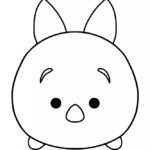 Prosta kolorowanka Tsum Tsum z dużą głową i uszami dla dzieci.