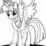Kolorowanka Twilight Sparkle z jednorożcem i skrzydłami.