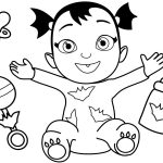Dziecięca postać Vampirina do kolorowania z zabawkami i motylkiem.