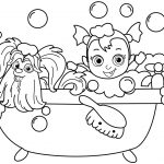 Kolorowanka Vampirina w kąpieli z bąbelkami do druku dla dzieci.