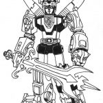 Kolorowanka Voltron, robot z mieczem, do druku dla dzieci.