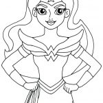 Kolorowanka Wonder Woman do druku dla dzieci, linoryt, czarno-biały obraz.