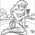 Kolorowanka Wonder Woman z motylkiem dla dzieci do druku.