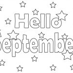 Kolorowanka z napisem Hello September i gwiazdkami do druku.