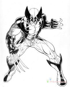 Kolorowanka Wolverine z XMen dla dzieci do wydrukowania.
