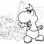 Kolorowanka Yoshi z dinozaurami do druku dla dzieci.