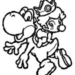 Kolorowanka Yoshi i Mario do wydrukowania dla dzieci.