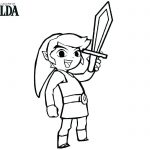Zelda z mieczem, czarno-biała kolorowanka do druku.
